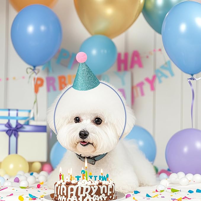 12 Pack Mini Party Hats for Stuffed Animals, Birthday Party Cone Hats Dolls Dog Cat Puppies Gittter Sequin Mni Hats for Assorted Animal Plush Toy Decorations - No Assembly Required