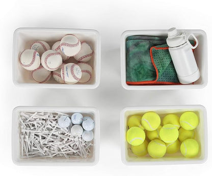 Humble Crew Toy Storage Bins for Kids, Set of 4, White, Small - Sturdy, Colorful Plastic Storage Bins for Classroom, Playroom, Nursery, and More - Premium Toddlers Toy Organizer Bins