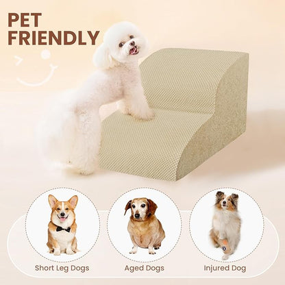 Dog Stairs for Small Dogs, High Density Foam Dog Steps, Extra Wide Non-Slip Pet Ramp for High Beds Or Couch, Soft Doggie Ladder for Dogs Injured, Older Pets, Small Cats