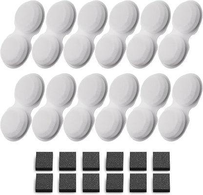 VOUAAOOD Cat Fountain Filters Replacement: 24 Pet Water Fountain Filters - 12 Carbon Filters + 12 Sponges Filters Suitable for H6 Cat Fountain for Drinking - 6 Months Usage Kit