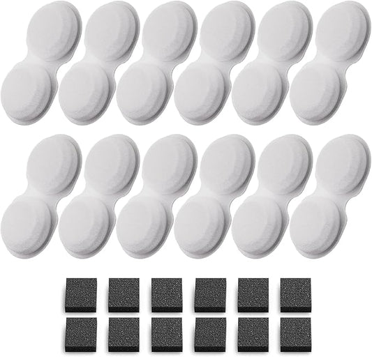 VOUAAOOD Cat Fountain Filters Replacement: 24 Pet Water Fountain Filters - 12 Carbon Filters + 12 Sponges Filters Suitable for H6 Cat Fountain for Drinking - 6 Months Usage Kit