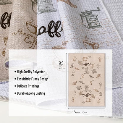 Coffee Themed Kitchen Towels-Funny Joked Absorbent Drying Hand Towel Bar Dishcloth, for Café Lovers,Neighbor,Women,Mom,New Home On Birthday,Christmas,Thanksgiving Day,16" x 24"