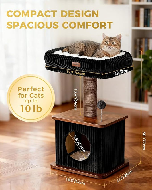 Modern Cat Tree for Indoor Cats, Nordic Loft Style, Cat Tower for Kitten with Sisal Scratching Posts, Soft Padded Beds & Cozy Condos, Floor-Mounted for Kittens & Adult Cats