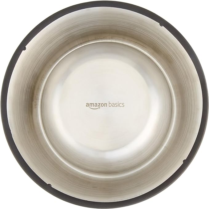 Amazon Basics Stainless Steel Non-Skid Dog Bowl, Dishwasher Safe, Rust Resistant, Single