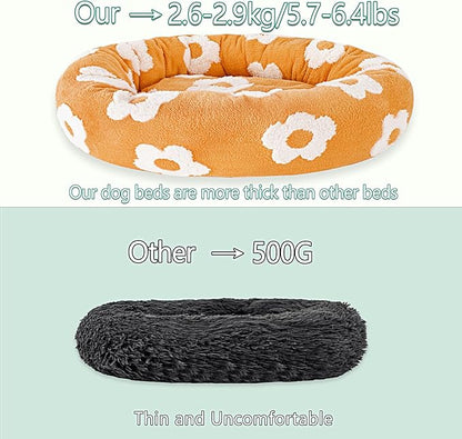 39 Inch Calming Dog Bed for Large Dogs, Round Anti-Anxiety Warm Bed, Soft Cozy Anti-Slip Donut Washable Pet Bed, Fits up to 100 lbs Pets