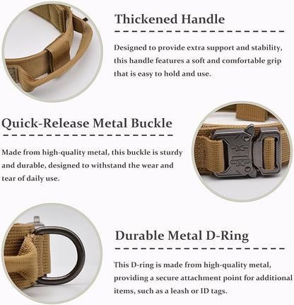 Tactical Dog Collar, Adjustable Military Training Nylon Dog Collar with Control Handle and Heavy Quick-Release Metal Buckle for Small Medium Large Dogs, Camo S