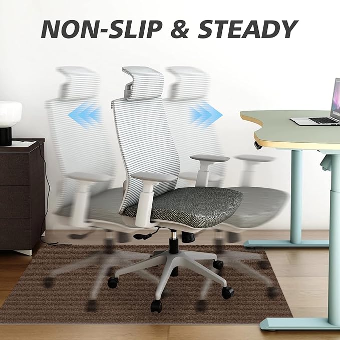 Sycoodeal Office Chair Mat for Hardwood Floor,Office Computer Gaming Chair Mat for Tile Floor,Large Floor Protector Rug,Anti-Slip,Easy to Clean,Coffee(48"x55")
