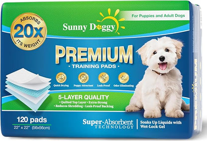 Pee Pads for Dogs Large 22”x 22”, 120 Count Puppy Pads Pet Training Pads Disposable Upgraded Odor Control, Potty Pads Absorbent and Leak-Proof Dog Housebreaking & Puppy Supplies