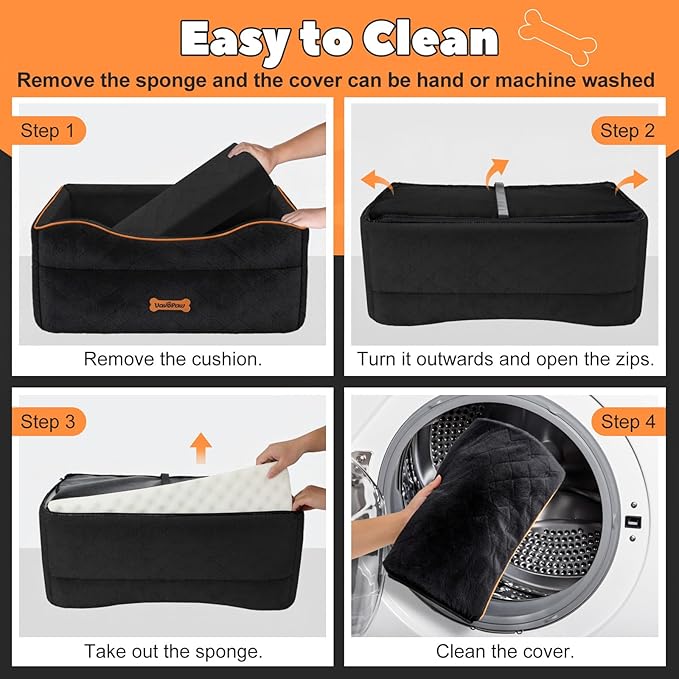 Medium Dog Car Seat, Dog Booster Seat Under 50Lbs or 2 Small Dogs Washable, Pet Car Seats with 2 Safety Leash, Dogs Sofa Bed Cushion Add Thick Sponge, Pet Cars Carrier for Travel, Black