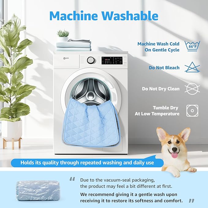 LOOBANI Dog Cooling Mat - Dog Cooling Pad Durable, Cool Blanket Machine Washable, Large Pet Cool Mat for Outdoor, Indoor (Blue, 28"x48")