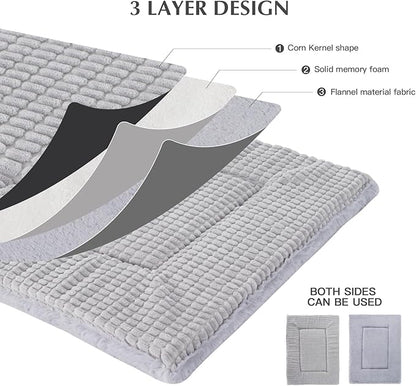 BVAGSS Dog Bed Mat,Reversible Crate Pad, Memory Foam Beds, Soft Warm Pet Cushion for Small Medium Dogs, Washable Pet Sleeping Mattress Kennel Bed Pad XH079 (42''x28''x1.6'',Grey)