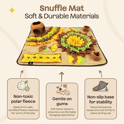 Interactive Dog Snuffle Mat for Slow Feed & Digestion Support - Large 31×24 in, Multicolor Mat with Washable Fleece, Non-Slip Backing - Mental Stimulation & Puzzle Toys for Dogs of All Breeds