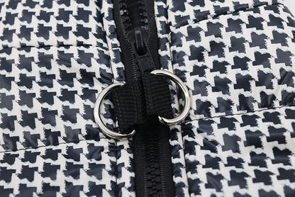 Houndstooth Pet Jacket Small Dog Coats with D-Rings Jackets for Small Dogs
