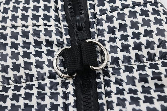 Houndstooth Pet Jacket Small Dog Coats with D-Rings Jackets for Small Dogs