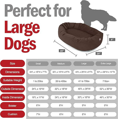 Majestic Pet 40 Inch Suede Calming Dog Bed Washable – Cozy Soft Round Dog Bed w/Spine Support for Dogs to Rest Head - Fluffy Donut Dog Bed 40x29x9 (Inch) - Round Pet Bed Large – Chocolate (2025)