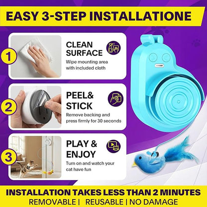 Interactive Cat Toys for Indoor Cats: Automatic Electric Flying Bird Feather & Mouse Wand, Rechargeable Electric Hanging Play Chase Exercise Moving Enrichment Toy for Bored Kittens and Adult Cats