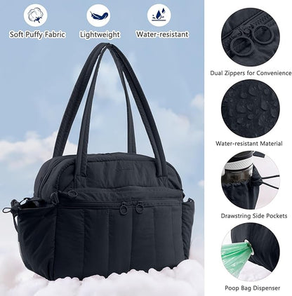 Dog Travel Bag for Supplies, Airline Approved Pet Travel Organizer with 2 Food Containers & Collapsible Bowls, Large Capacity Dogs Tote Bag for Weekend, Stylish Dog Mom Gift for Pet Lovers