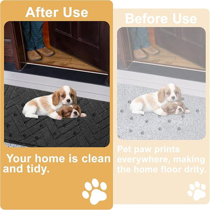 Tindbea Dog Mat for Muddy Paws,Absorbs Moisture Dirt Non-Slip Washable Mud Mat for Dogs,Soft Rubber Backing Front Inside Pet Rug for Entryway, Mud Dog Paws, Patio(20"x31.5",Charcoal)