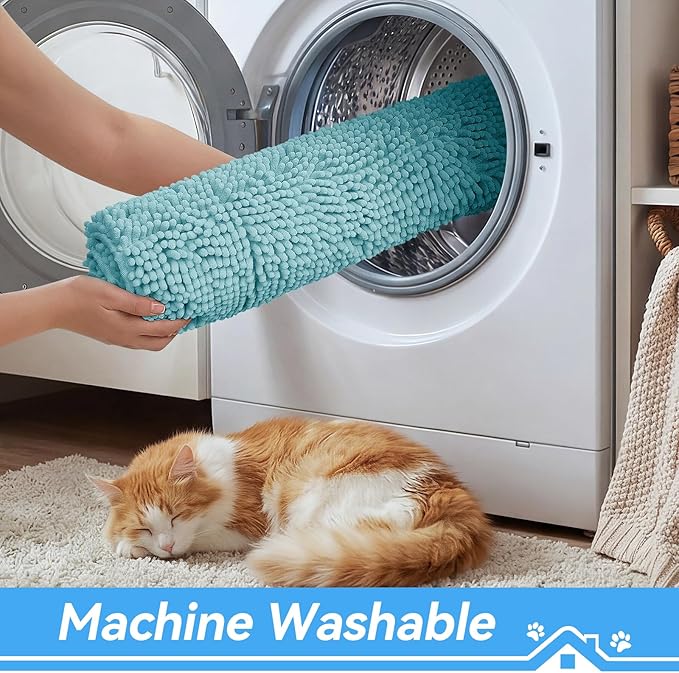 Bcoimo Super Absorbent Cat Door Mat, 24"*17" Anti Slip Mat for Muddy Paws, Pet Rugs for Dirty Paws Washable That Absorbs Moisture and Dirt, for Cat Cage and Pet Resting Carpet