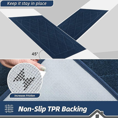 BEQHAUSE Dirt Trapper Door Mat 32" x 48", Doormat Non-Slip Entryway Rugs Washable, Dog Door Mat Stain Resistant and Absorbent Welcome Floor Mat for Front Back Door, Mud Wet Shoes & Paws, Navy Blue