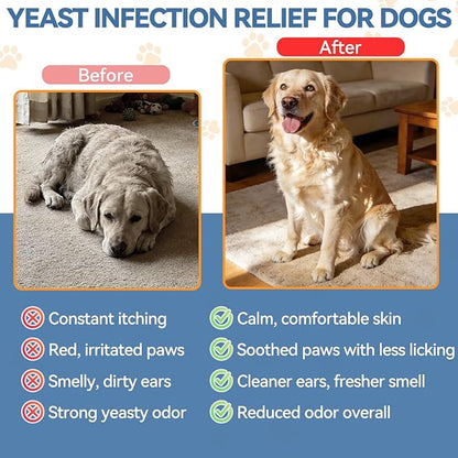 Natural Yeast Relief for Dogs, Support Healthy Itch Relief, Ear Paw Discomfort Care, Itch Relief for Dog, Allergy Supports, Inflammation Relief for Dogs, 60ml Bacon Flavor