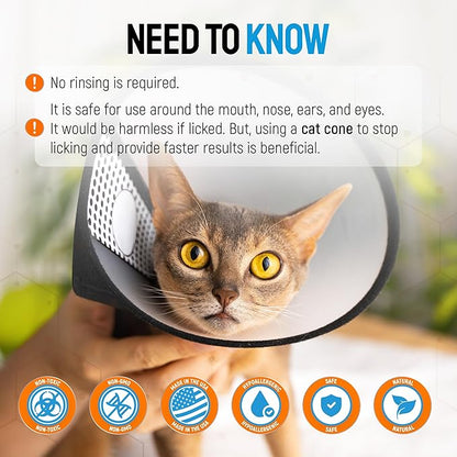 Cat Wound Care Spray with Silver – Wounds, Rashes, Hot Spots, Itch, Scratching, Irritation, Bites & Burns – Use a Cat Cone to Prevent Licking – Safe Formula – 4 Oz