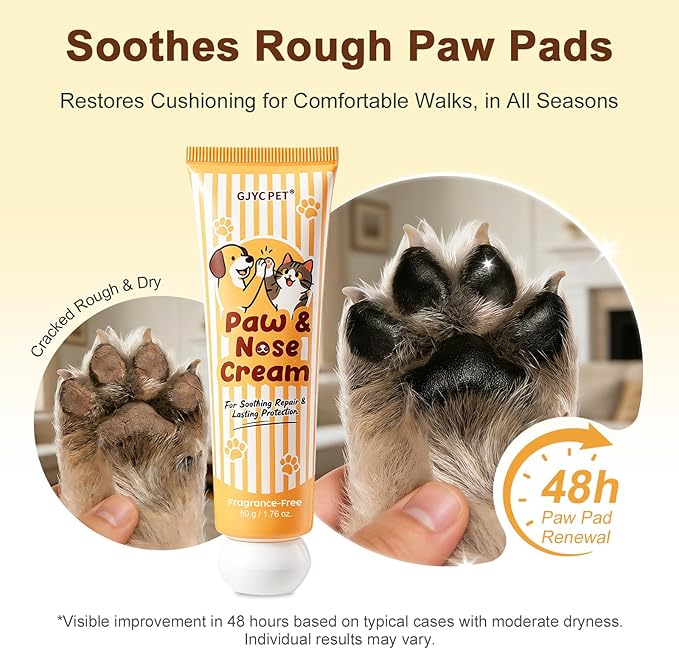 Paw & Nose Balm for Dogs & Cats - 1.76 oz | for Dry, Cracked Paw Pads & Rough Snout | Conditioning Formula with Organic Shea Butter, Jojoba Oil & Ceramide Complex | Safe & Lickable