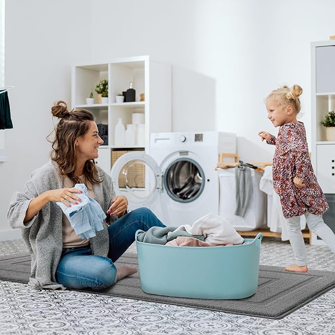 GRANNY SAYS Kitchen Mats for Floor 59 x 20, Resist Dirt Kitchen Rugs Non Slip Washable, Large Rug Runner for Sink Laundry Thick Durable Polypropylene Comfort Standing, Grey