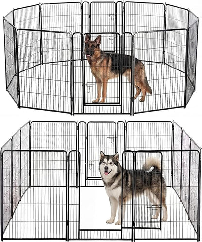 NEWBULIG Dog Playpen for Indoor 40 Inch 12 Panels - Portable Heavy Duty Metal Pet Exercise Pen with Door, Foldable Small Medium Large Dog Puppy Playpen Fence for Outdoor RV, Camping, Yard, Garden
