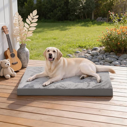 Outdoor Waterproof Extra Large Dog Bed, XL Pet Beds Washable 44 inch, Orthopedic Foam Sleeping Pad with Removable Cover Reversible Anti-Slip 44"x32", Grey