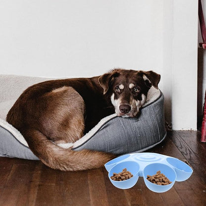 POPETPOP Cat Food Bowl with 6 Bowls - Pet Feeder for Kitten Puppy, Multi Cat Dishes, Multiple Dinner Feeder for Indoor s, Dishes for Food and Water (Blue)