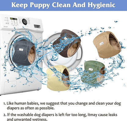 5 Pack Dog Diapers Male Reusable, Premium Belly Bands for Dogs, High Absorbing Male Dog Pee Wraps for Doggie in Incontinence or Excitable Urination Gray,Green,Brown XL
