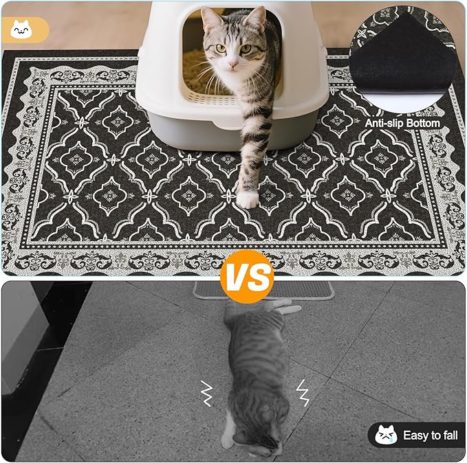 Glittme Premium Cat Litter Mat 33"x22" - Non-Slip & Waterproof Litter Trapping Mat for Litter Boxes - Soft Mesh Kitty Sand Catcher Pad Easy to Clean & Washable Floor Protector