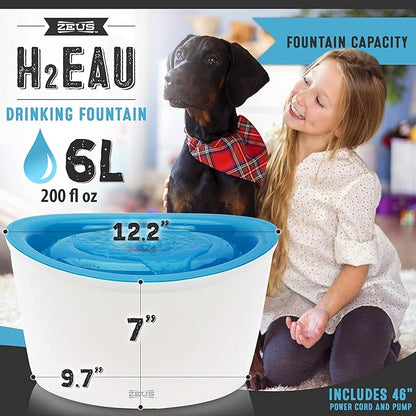 ZEUS H2EAU Elevated Dog and Cat Drinking Water Fountain with Purifying Filter, 6L Capacity (Pack of 2)