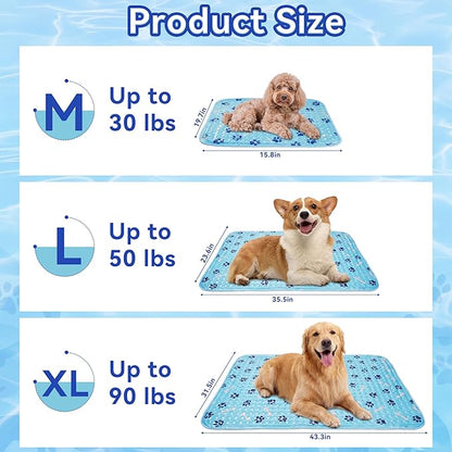 Pet Cooling Gel Pad with Patent Technology, 20in Dog Cooling Mat for Summer, Self-Cooling Mat for Medium/Small Dogs, Non-Slip Waterproof Durable Mat for Dog Beds, Car, Indoor & Outdoor Use