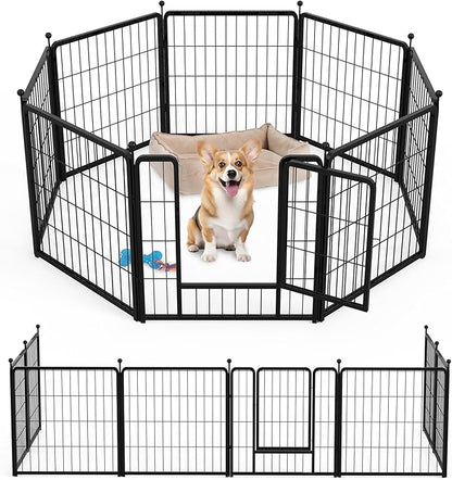 Dog Playpen 24 Inch 8 Panels, Ideal Dog Fence for Puppy/Small Dogs Indoor & Outdoor Bliss, Perfect Dog Pen for Camping, Yard, RV, Garden Fence, Black