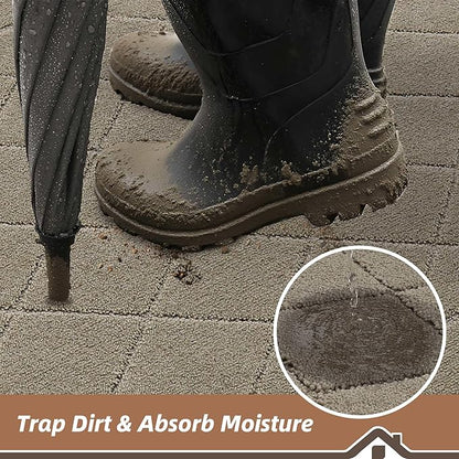 BEQHAUSE Dirt Trapper Door Mat 24" x 60", Doormat Non-Slip Entryway Rugs Washable, Dog Door Mat Stain Resistant and Absorbent Welcome Floor Mat for Front Back Door, Mud Wet Shoes & Paws, Beige