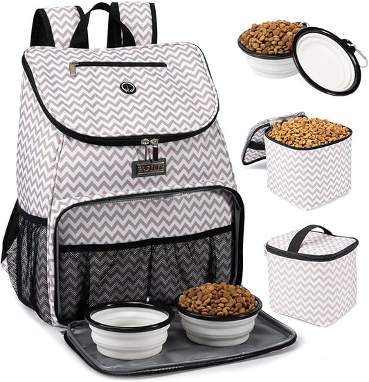 BAGLHER丨Dog Travel Bag, Airline Approved Pet Supplies Backpack, Dog Travel Backpack with 2 Silicone Collapsible Bowls and 2 Food Baskets