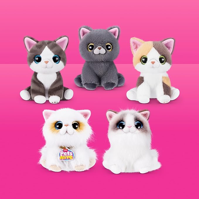 Pets Alive Smitten Kittens Series 2 (Dragon Li) by ZURU – Interactive Plush Cat Toy with 10 Sounds, Surprise Unboxing, Soft Collectible Pet for Ages 3+
