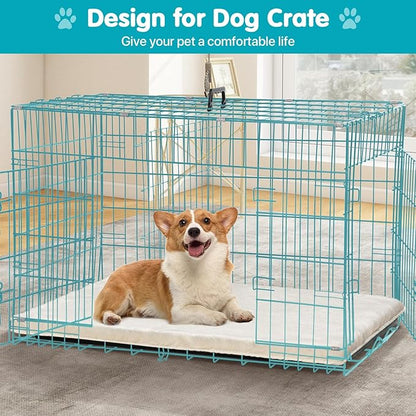 Dog Bed Mat Crate Pads for Dog Cages 30x21 Inch Washable Anti-Slip Dog Kennel Pad Soft Small Puppy Cage Cushion Liner, Beige