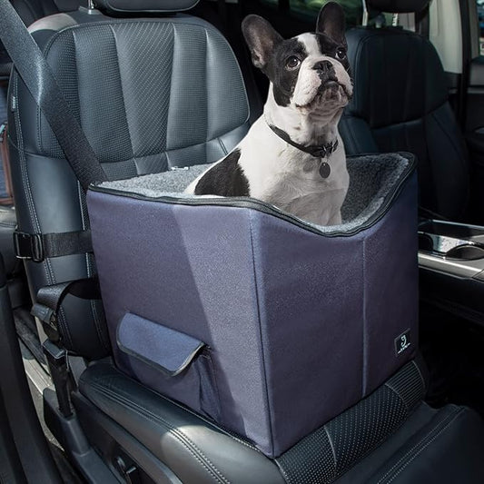 A 4 Pet Dog Car Seat for Small Dog, Booster Travel Pet Seat with Safety Seat Belts & Storage Bags, Portable Comfortable Pet Seat for Dogs Under 25 lbs
