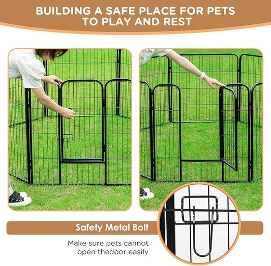 BestPet | Dog Playpen | 40 Inch, 6 Panels | Heavy Duty Metal Pet Exercise Pen | Indoor Outdoor Fence Panels | Rust-Resistant, Removable, Tool-Free Setup | Anti-Skid, Expandable Design