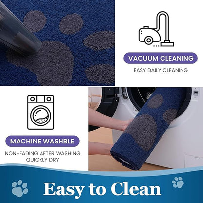 Buganda Dog Door Mat for Muddy Paws, Absorbent Dirt Trapper Washable Indoor Doormats, Non Slip Low-Profile Mud Mat for Dogs, Front Entrance Doormat for Inside Floor (48x30 Inches, Navy)