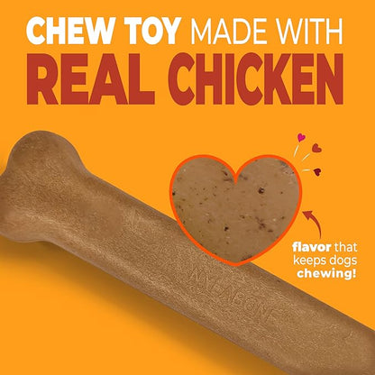 Nylabone Original Bone Strong Chew Toy for Dogs Made with Real Chicken, Durable Dog Chew Bones for Aggressive Chewers, Long-Lasting Flavor Keeps Dogs Busy, Large Dog Toys - Up to 50 lbs, 1 Count