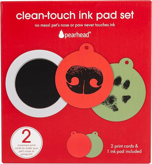 Pearhead Pet Paw & Nose Print Clean Touch Ink Pad Kit – Mess Free Inkless Impression Set for Dogs & Cats, DIY Pet Keepsake & Holiday Ornament, Small/Medium