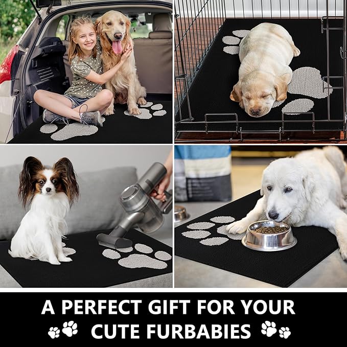 FONEYI Indoor Door Mat, 20"x32" Dog Mats for Muddy Paws, Rubber Backing Non Slip Super Absorbent Washable Entryway Rug, Low-Profile Front Back Door Mats, Inside Floor Doormats for Entryway, Black