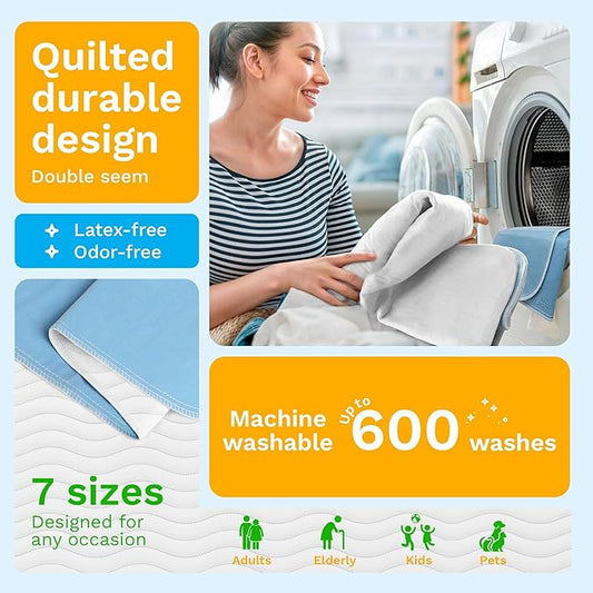 GREEN LIFESTYLE Washable Underpads - Large Bed Pads for use as Incontinence Bed Pads, Reusable Pet Pads, Great for Dogs, Cats, Bunny, Seniors Bed Pad (Pack of 24 - 41x41)