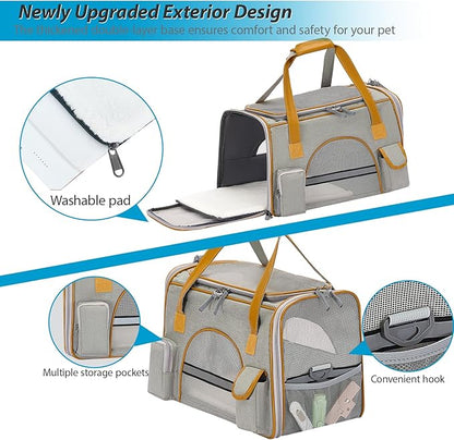 18x11x11 Inches Cat Carrier– Fits Pets Up to 16 lbs, Anti-Collapse Design, Multiple Storage Pockets, Cat Carrier Soft Ideal for Medium Cats, Puppy, Rabbits and Other Small Animals