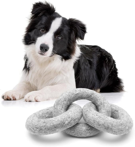 Glaciart One Felted Wool Dog Chew Rings | Durable for Puppy Chew for Teething & Dog Teeth Cleaning | Pet Toys Fetch Games & for Anxiety/Boredom | Great for Small or Medium