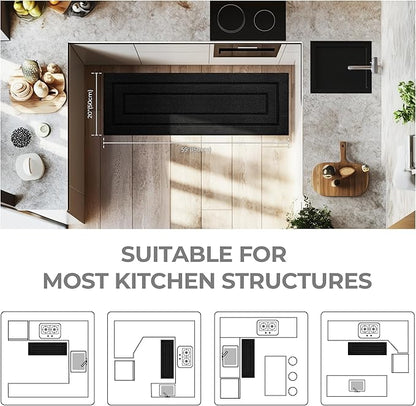 GRANNY SAYS Kitchen Mats for Floor 59 x 20, Resist Dirt Kitchen Rugs Non Slip Washable, Large Rug Runner for Sink Laundry Thick Durable Polypropylene Comfort Standing, Black